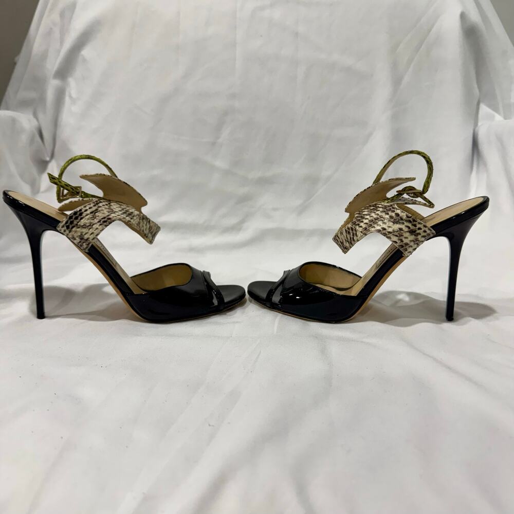 Jimmy Choo Python Snakeskin Patent Leather Ankle Strap Heels EU 39 - Picture 5 of 10